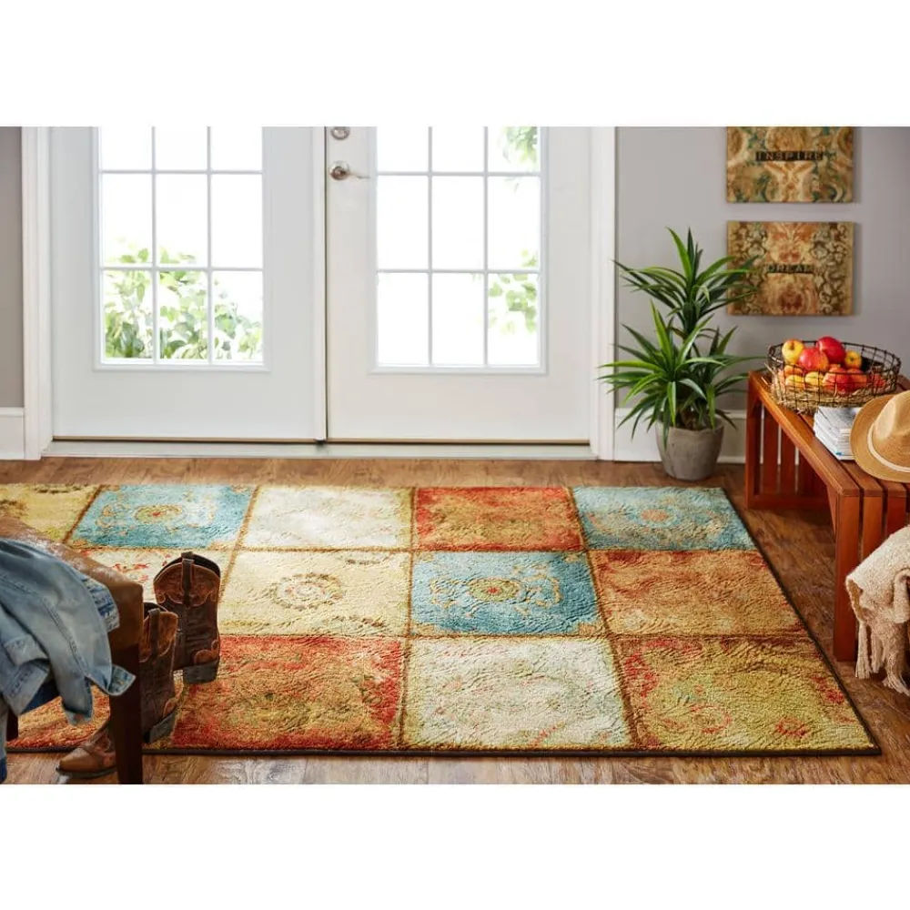 artifact_panel_multi__ft__1.webp Artifact Panel Multi 3 Ft. X 4 Ft. Machine Washable Patchwork Area Rug By Mohawk Home | * Flash Sale