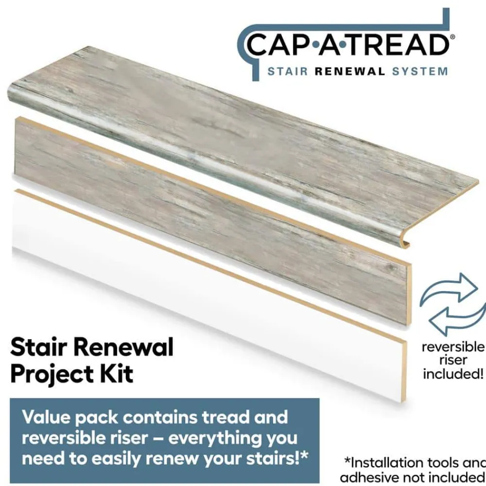 athabasca_glacierpelican__2.webp Athabasca Glacier/Pelican Gray 1-11/16 In. T X 12-1/8 In. W X 47 In. L Stair Tread And Reversible Riser Kit By Cap A Tread | * Best