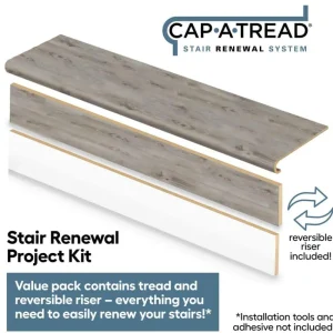 Banff Gray Hickory Stair Tread And Reversible Riser Kit 47 In. L X 12-1/8 In. W X 1-11/16 In. T For Stairs 1 In. T By Cap A Tread | * Flash Sale