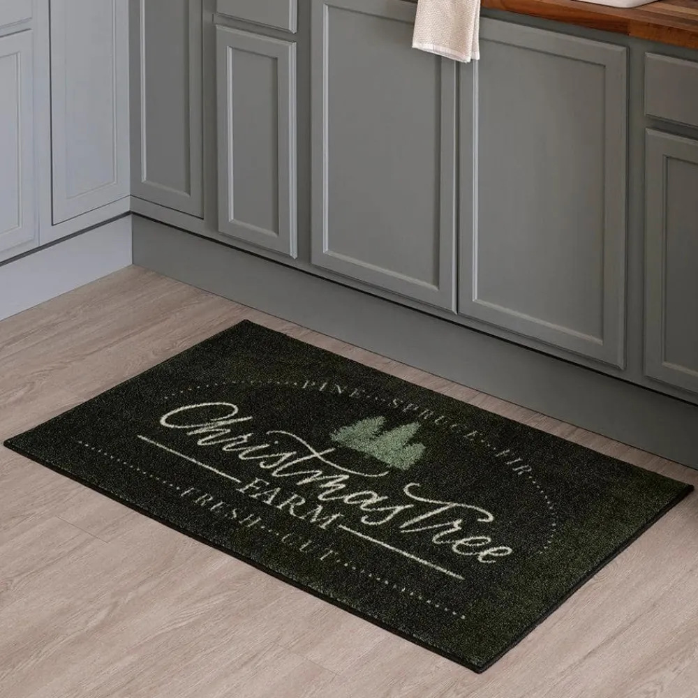 christmas_tree_farm_black_1.webp Christmas Tree Farm Black 2 Ft. 6 In. X 4 Ft. 2 In. Machine Washable Area Rug By Mohawk Home | * Fashion