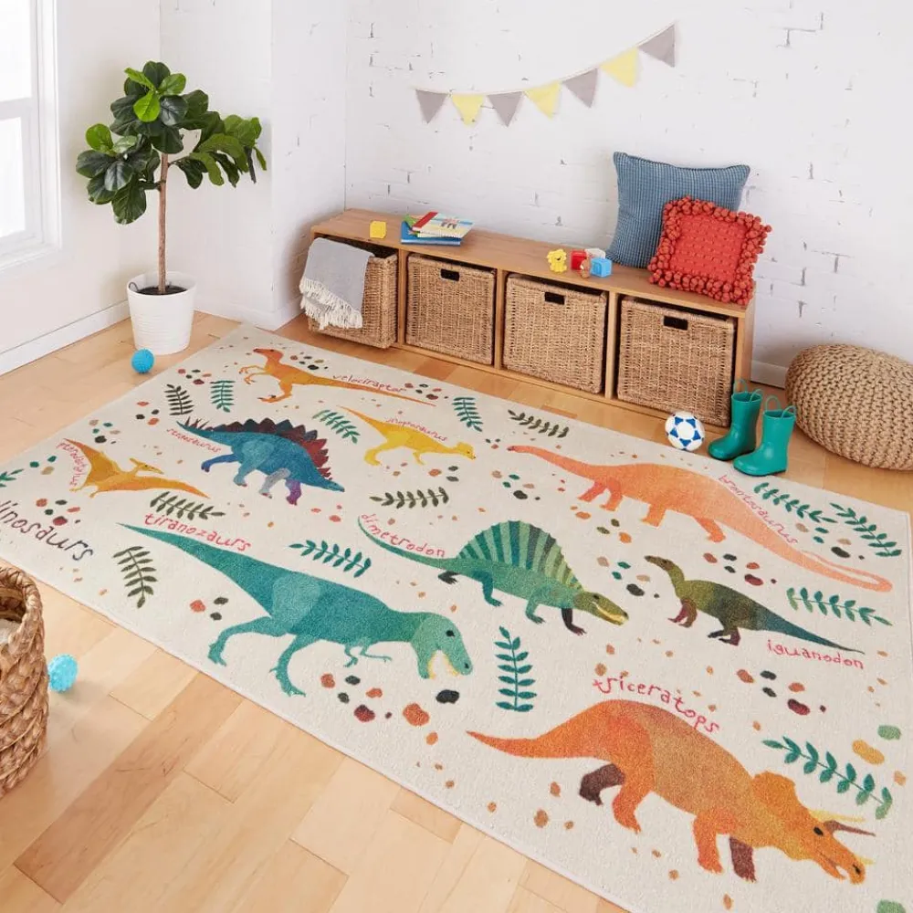 dino_jungle_cream__ft_x___1.webp Dino Jungle Cream 5 Ft. X 8 Ft. Contemporary Area Rug By Mohawk Home | * Online