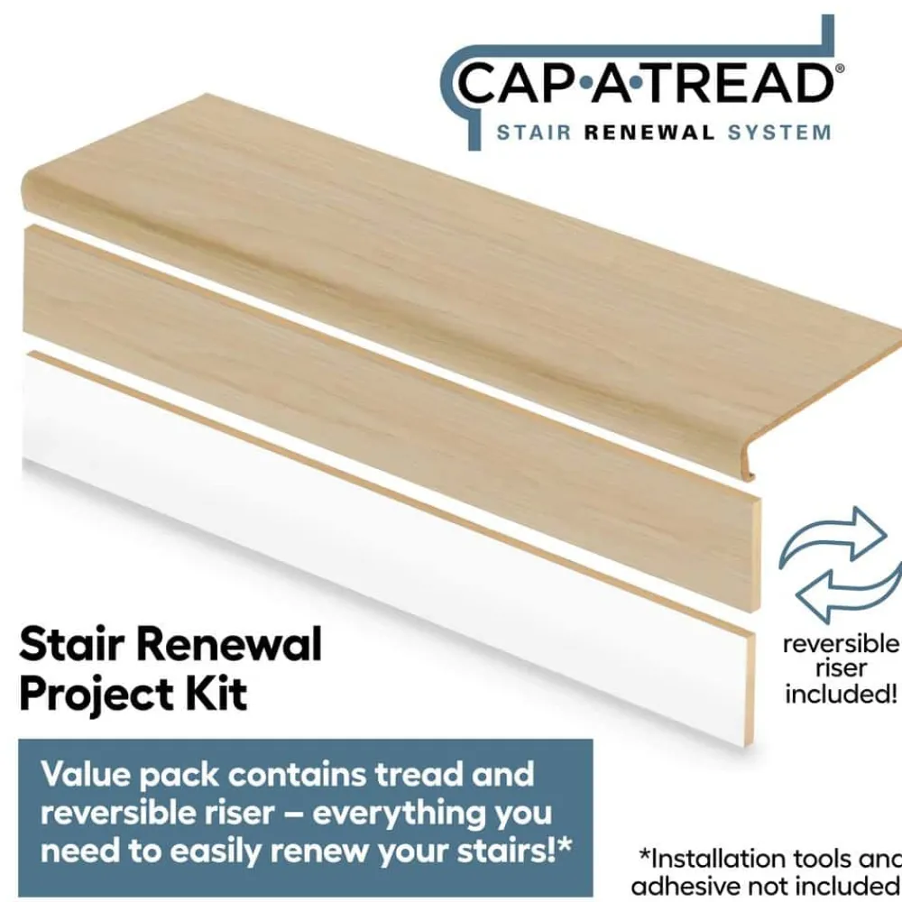ella_bay_oak_stair_tread__1-1.webp Ella Bay Oak Stair Tread And Reversible Riser Kit 47 In. L X 12-1/8 In. W X 2-3/16 In. T For Stairs 1-1/8 In. To 1-3/4″T By Cap A Tread | * Fashion