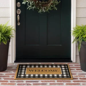 Fall Welcome Check Natural 18 In. X 30 In. Faux Coir Doormat By Mohawk Home | * Store