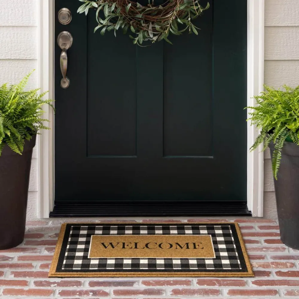 fall_welcome_check_natura_1.webp Fall Welcome Check Natural 18 In. X 30 In. Faux Coir Doormat By Mohawk Home | * Store