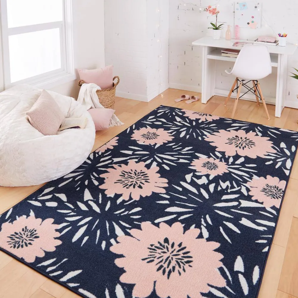 flower_burst_navy__ft_x___1.webp Flower Burst Navy 5 Ft. X 8 Ft. Floral Area Rug By Mohawk Home | * Store