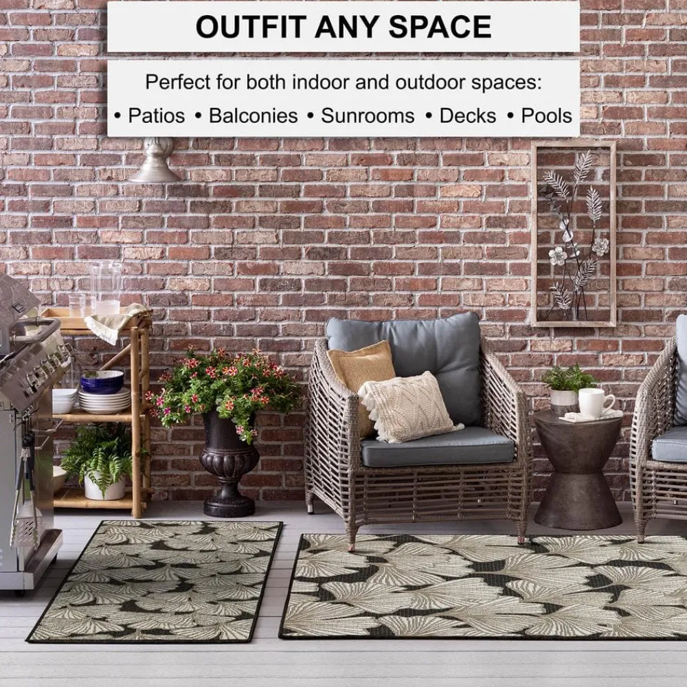 harbour_blossoms_dark_gre_3.webp Harbour Blossoms Dark Grey 8 Ft. X 10 Ft. Floral Indoor/Outdoor Area Rug By Mohawk Home | * Outlet