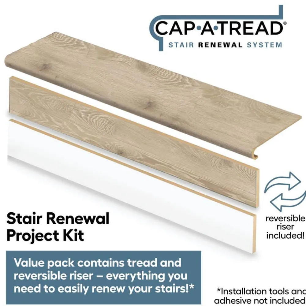 larkmead_oak_stair_tread__1.webp Larkmead Oak Stair Tread & Reversible Riser Kit 47 In. L X 12-1/8 In. W X 1-11/16 In. T To Cover Stairs 1 In. By Cap A Tread | * Sale