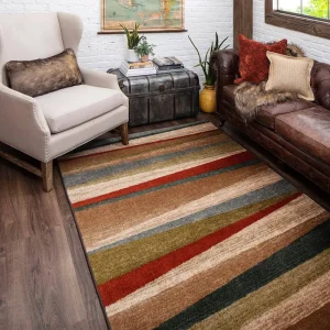 Mayan Sunset Sierra 5 Ft. X 8 Ft. Striped Area Rug By Mohawk Home | * Flash Sale