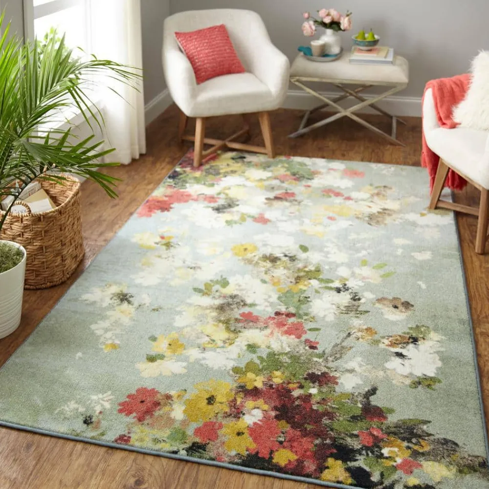 merging_floral_green__ft__1.webp Merging Floral Green 8 Ft. X 10 Ft. Floral Area Rug By Mohawk Home | * Best