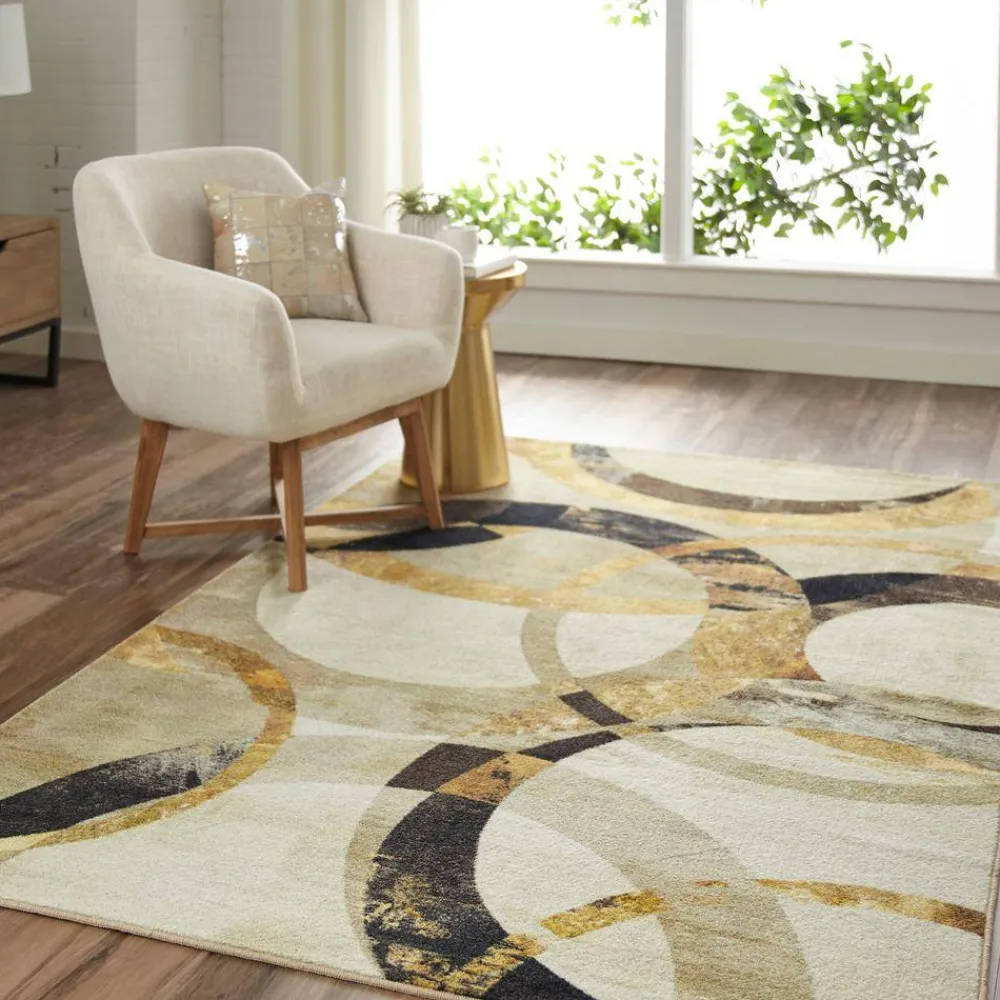 mirrored_rings_gold__ft_x_1.webp Mirrored Rings Gold 8 Ft. X 10 Ft. Geometric Area Rug By Mohawk Home | * New