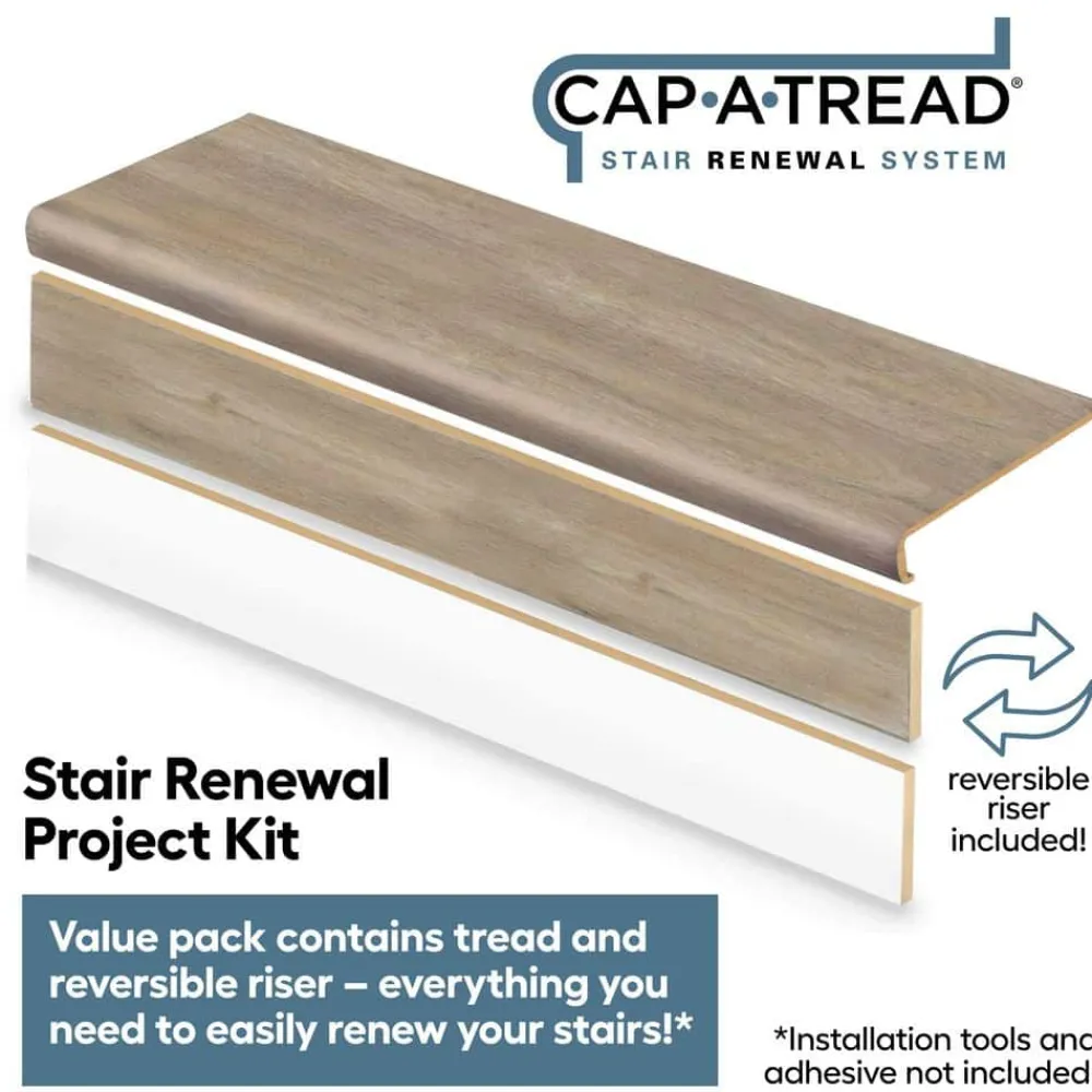 moonstone_stair_tread_and_1.webp Moonstone Stair Tread And Reversible Riser Kit 47 In. L X 12-1/8 In. W X 2-3/16 In. T By Cap A Tread | * Sale