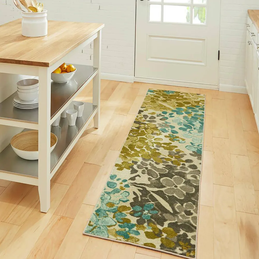 radiance_aqua__ft__in_x___1.webp Radiance Aqua 1 Ft. 8 In. X 6 Ft. Machine Washable Floral Runner Rug By Mohawk Home | * Discount