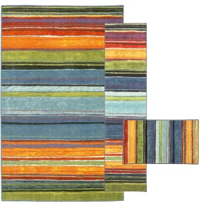 Rainbow Multi 7 Ft. 6 In. X 10 Ft. Striped Area Rug 3-Piece Set By Mohawk Home | * New