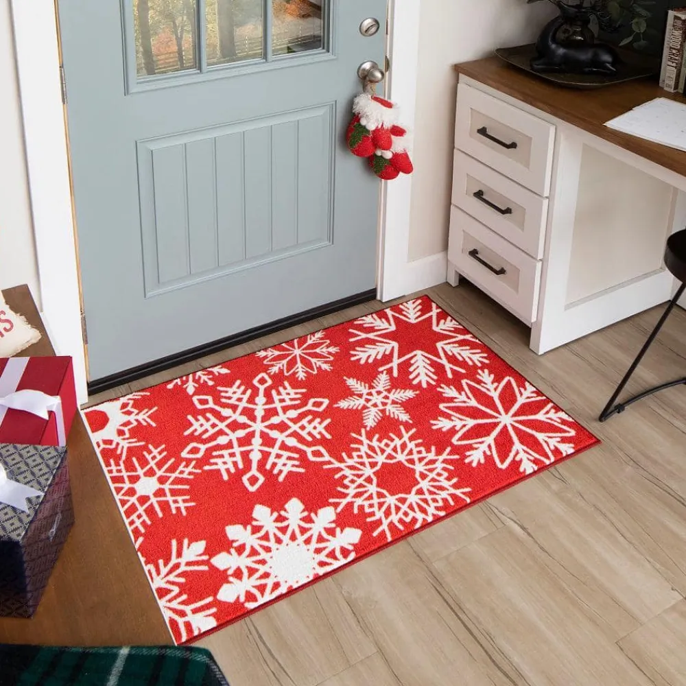 snowflake_red__ft_x__ft___1.webp Snowflake Red 2 Ft. X 3 Ft. 4 In. Machine Washable Area Rug By Mohawk Home | * Sale
