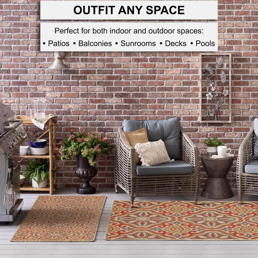 sorrento_rust__ft_x__ft_g_3.webp Sorrento Rust 10 Ft. X 13 Ft. Geometric Indoor/Outdoor Area Rug By Mohawk Home | * Outlet