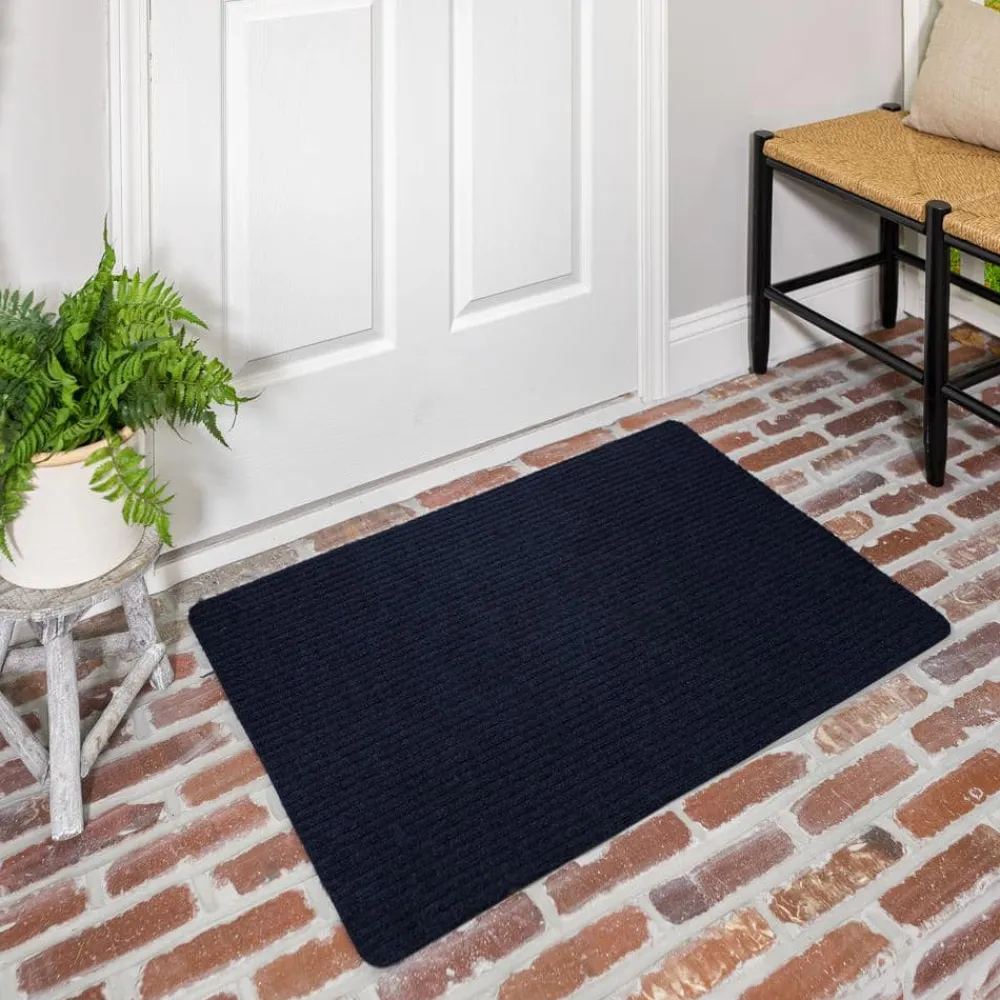 striped_utility_mat_indig_1-2.webp Striped Utility Mat Indigo Indoor/Outdoor 24 In. X 72 In. Utility Door Mat By Mohawk Home | * Best