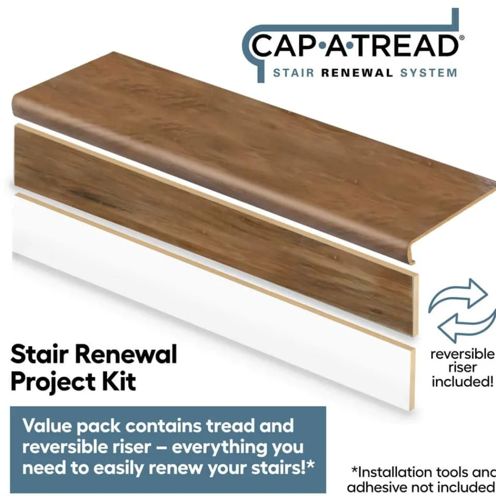 sundance_canyon_hickory_s_1.webp Sundance Canyon Hickory Stair Tread And Reversible Riser Kit 47 In. L X 12-1/8 In. W X 2-3/16 In. T By Cap A Tread | * Outlet
