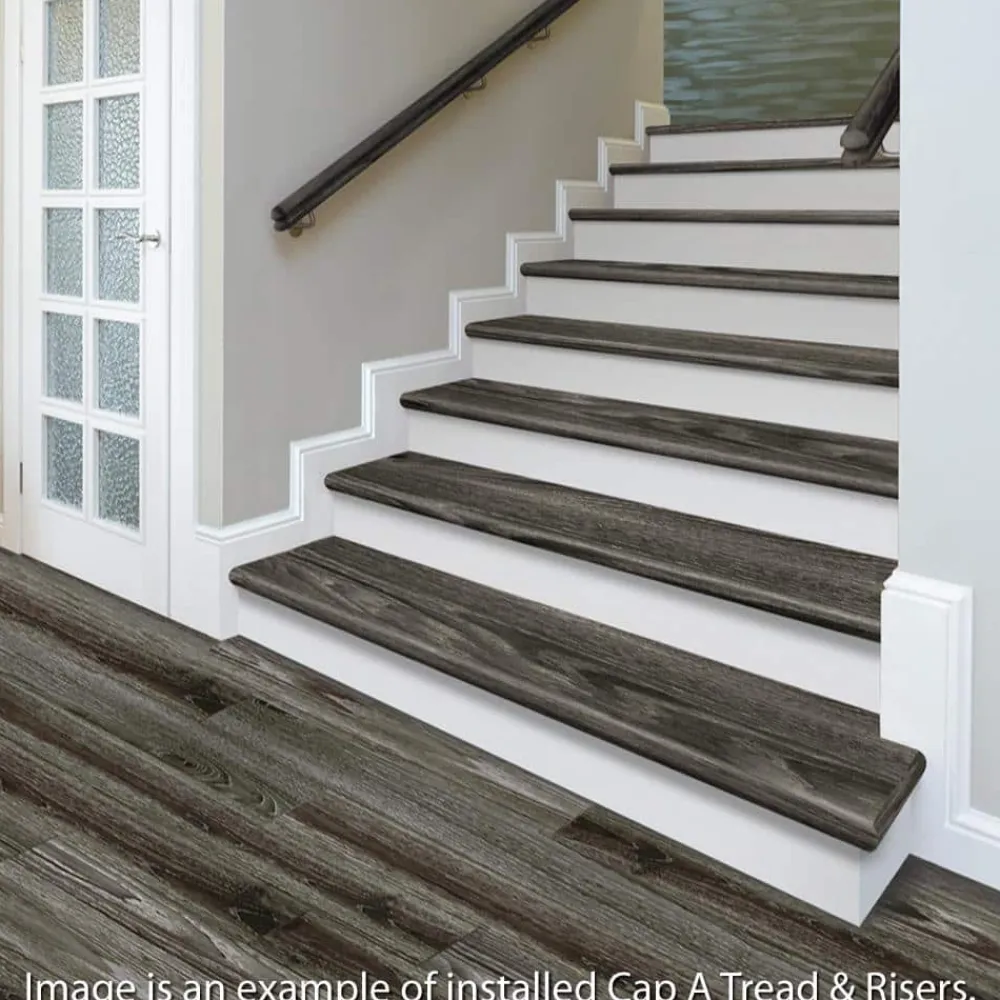 Vintage Pewter Oak 94 In. Length X 12-1/8 In. Wide X 1-11/16 In. Thick Laminate To Cover Stairs 1 In. Thick By Cap A Tread | * Online