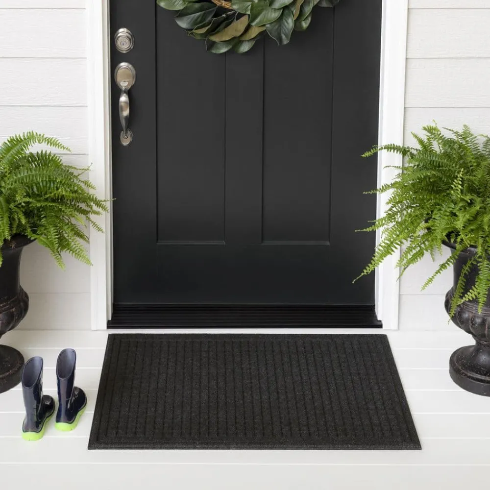 waffle_grid_impression_on_1-1.webp Waffle Grid Impression Onyx 24 In. X 36 In. Recycled Rubber Indoor/Outdoor Door Mat By Mohawk Home | * Flash Sale