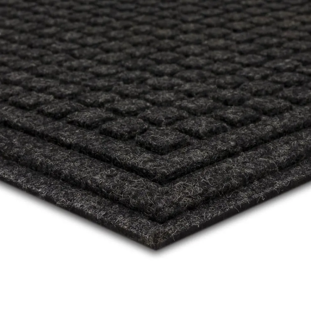 waffle_grid_impression_on_3.webp Waffle Grid Impression Onyx 18 In. X 30 In. Recycled Rubber Indoor/Outdoor Door Mat By Mohawk Home | * Sale