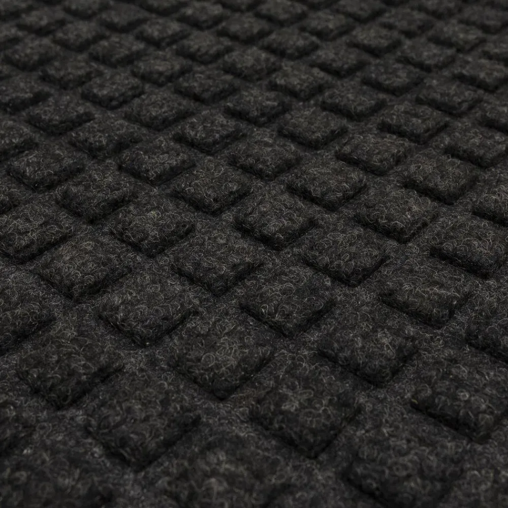 waffle_grid_impression_on_4.webp Waffle Grid Impression Onyx 18 In. X 30 In. Recycled Rubber Indoor/Outdoor Door Mat By Mohawk Home | * Sale
