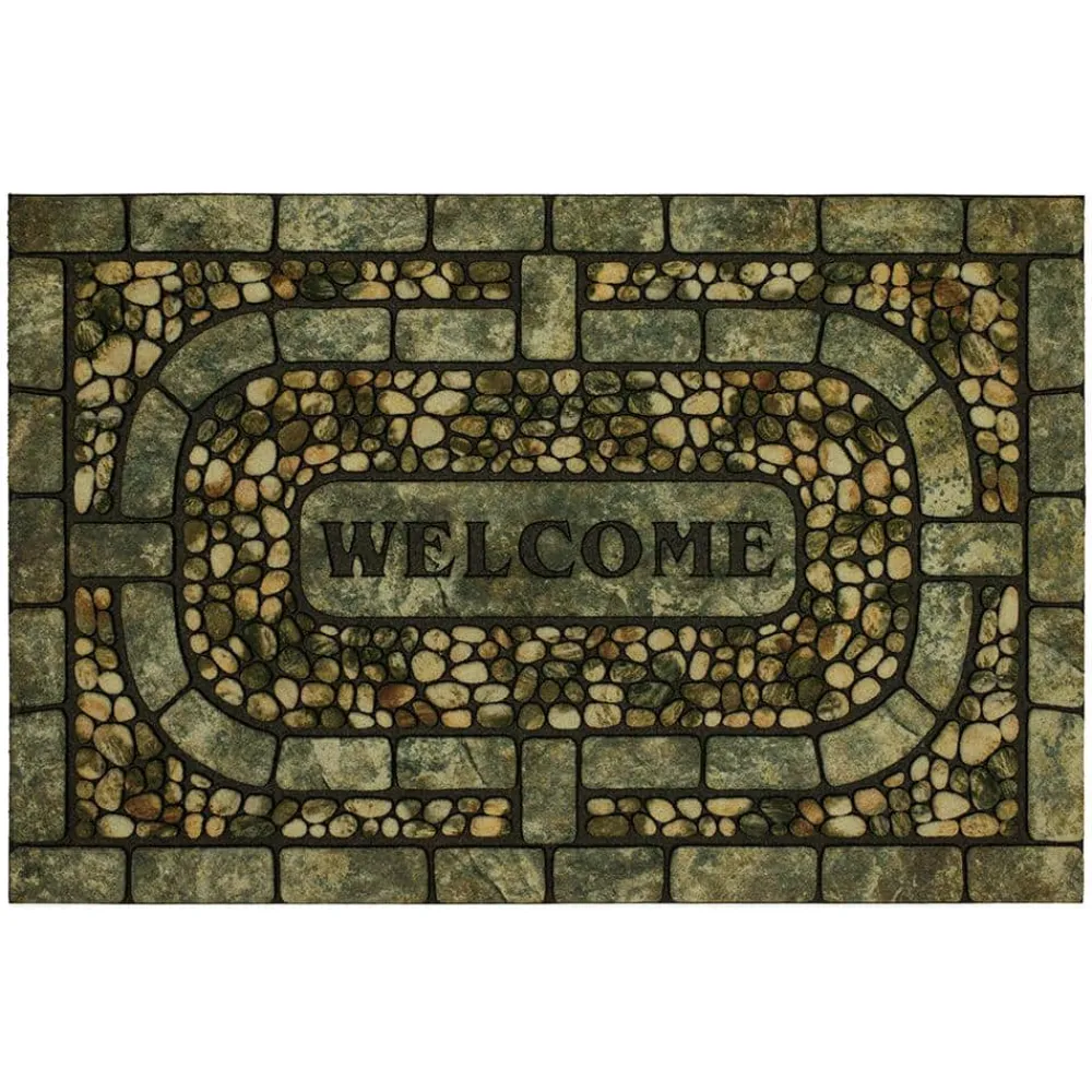 welcome_garden_pebbles_gr_0.webp Welcome Garden Pebbles Gray 23 In. X 35 In. Doorscapes Estate Mat By Mohawk Home | * Discount