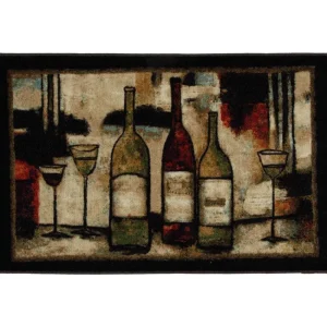 Wine And Glasses Brown 2 Ft. 6 In. X 3 Ft. 10 In. Machine Washable Kitchen Rug By Mohawk Home | * Clearance