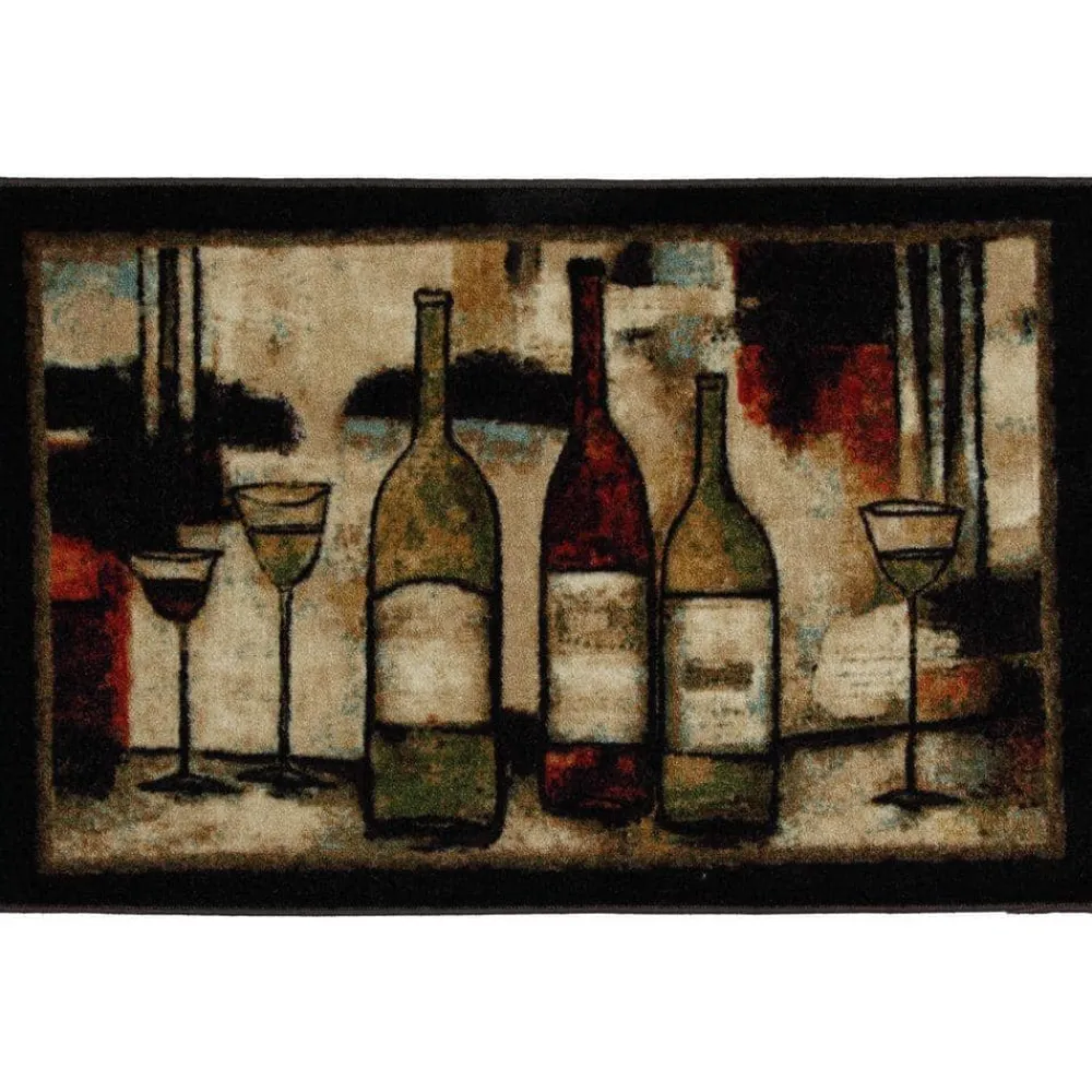wine_and_glasses_brown__f_0.webp Wine And Glasses Brown 2 Ft. 6 In. X 3 Ft. 10 In. Machine Washable Kitchen Rug By Mohawk Home | * Clearance